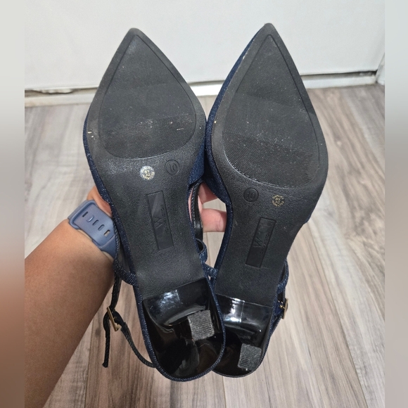 Worthington Womens Safira Pointed Toe Kitten Heel Pumps Sz 10 Denim - Picture 6 of 11